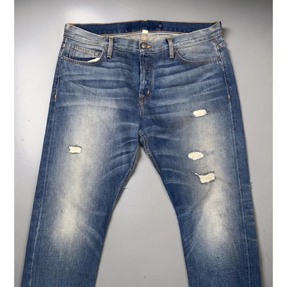 Asbury Park Selvedge Denim Jeans Men's Size 38x33 Distressed Blue Faded